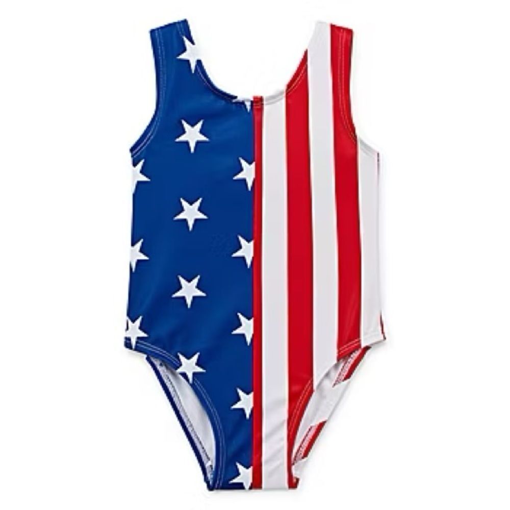City Streets Girls One Piece American Flag Stars Stripes Bathing Suit. 24 Months
